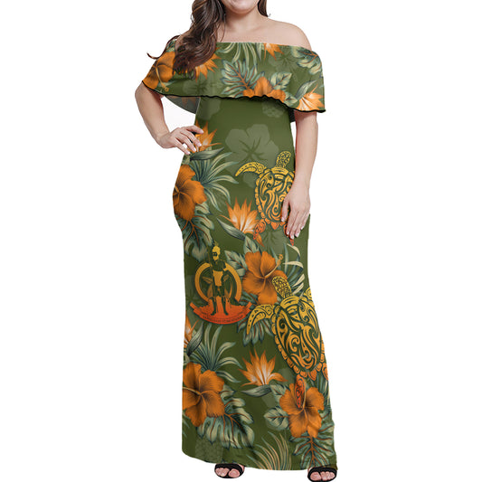 Vanuatu Woman Off Shoulder Long Dress Polynesian Tropical Summer
