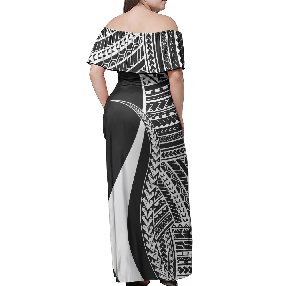 Vanuatu Custom Personalised Woman Off Shoulder Long Dress Polynesian Tentacle Tribal Pattern