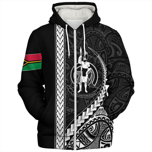 Vanuatu Sherpa Hoodie Tribal Melanesian Coat Of Arms