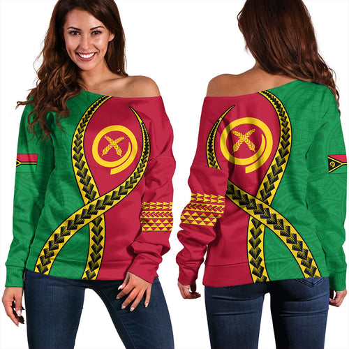 Vanuatu Off Shoulder Sweatshirt Tribal Polynesian In My Heart