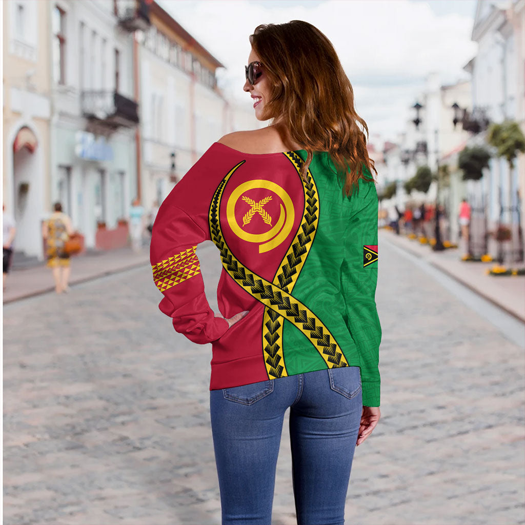 Vanuatu Off Shoulder Sweatshirt Tribal Polynesian In My Heart