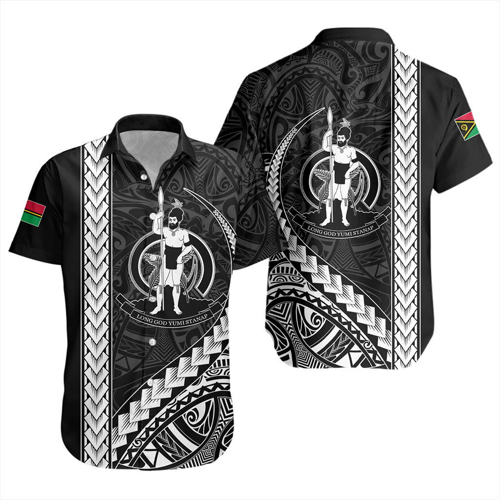 Vanuatu Short Sleeve Shirt Tribal Melanesian Coat Of Arms