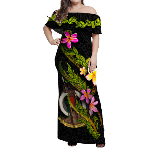 Vanuatu Women Off Shoulder Long Dress - Plumeria Tribal