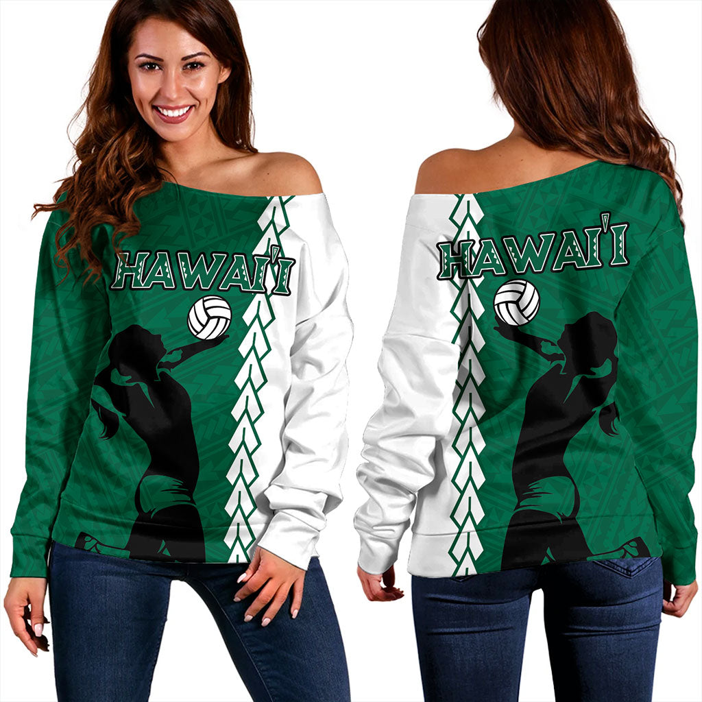 Hawaii Off Shoulder Sweatshirt Custom Women Volleyball Polynesia Tattoo