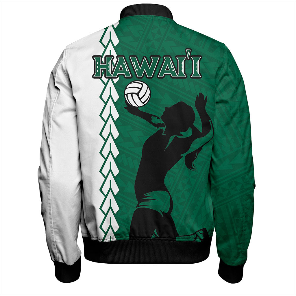 Hawaii Bomber Jacket Custom Women Volleyball Polynesia Tattoo