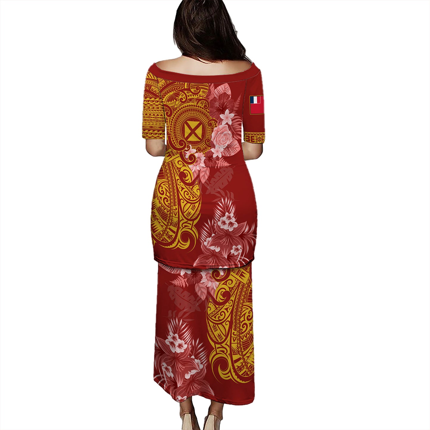 Wallis And Futuna Combo Puletasi And Shirt Polynesian Tropical Plumeria Tribal Red