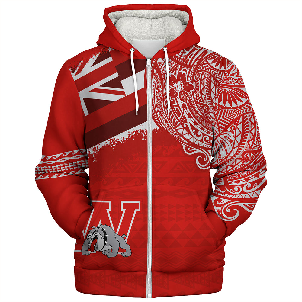 Hawaii Sherpa Hoodie Waialua High and Intermediate School With Crest Style