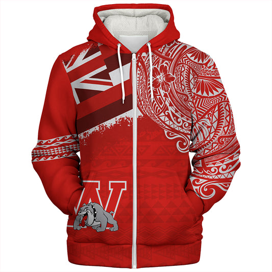 Hawaii Sherpa Hoodie Waialua High and Intermediate School With Crest Style