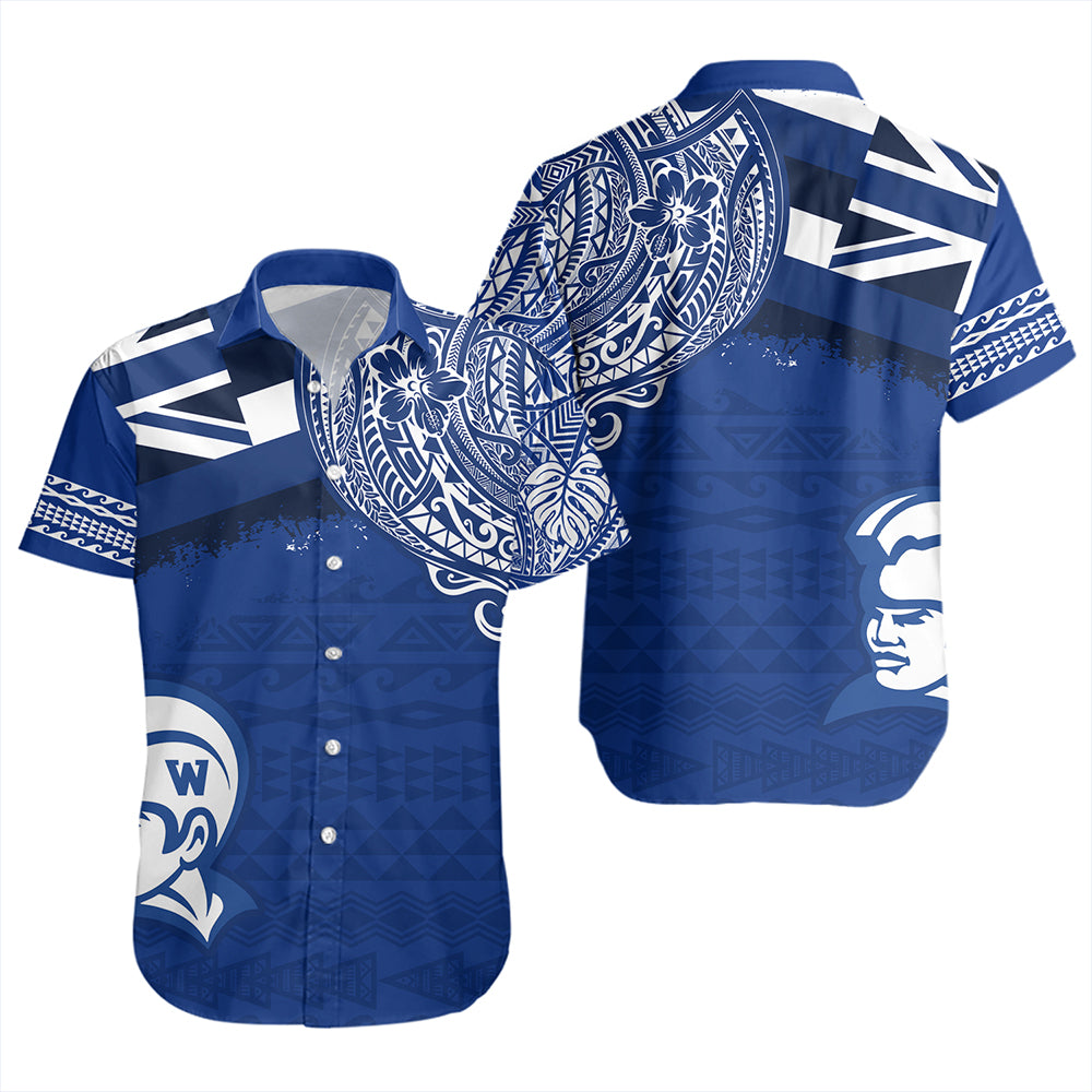 Hawaii Short Sleeve Shirt Waimea High School With Crest Style