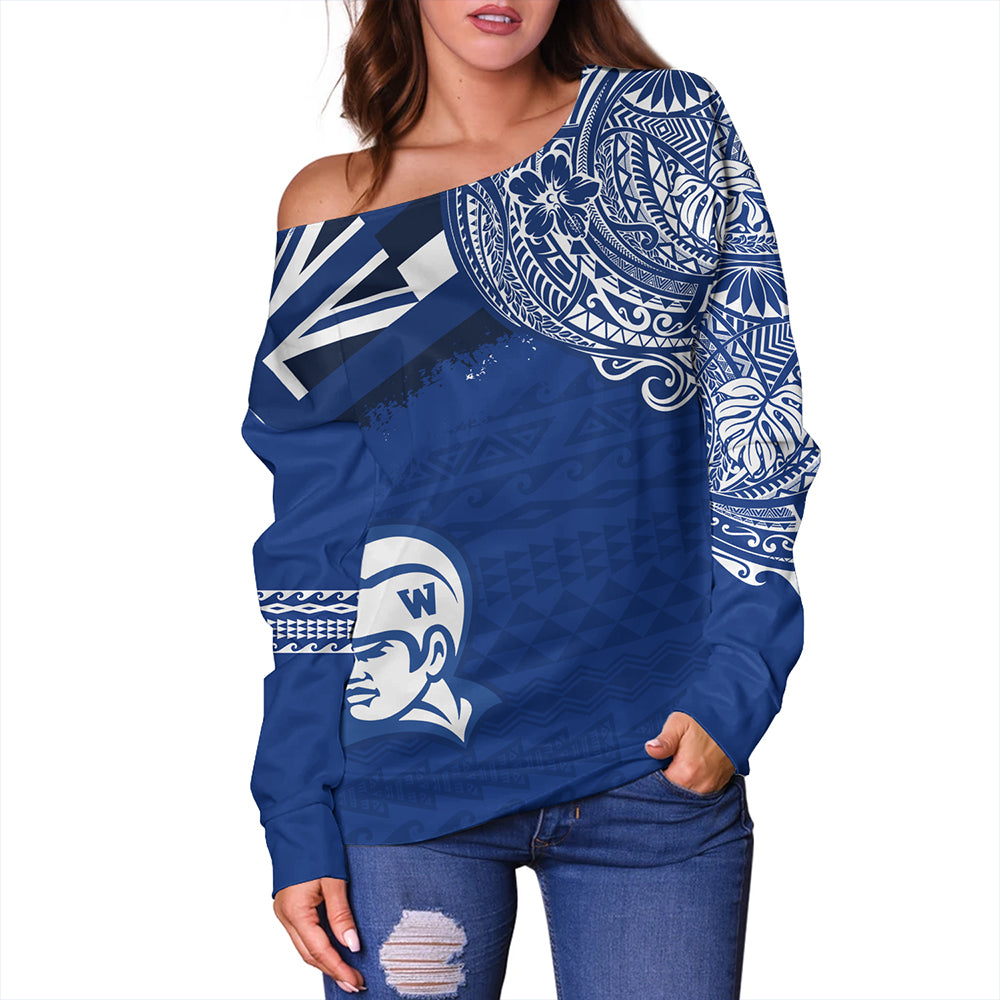 Hawaii Off Shoulder Sweatshirt Waimea High School With Crest Style