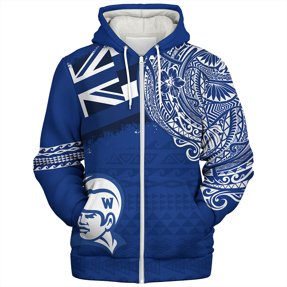 Hawaii Sherpa Hoodie Waimea High School With Crest Style