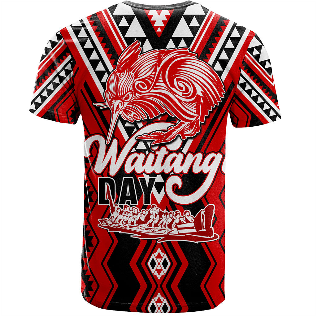 New Zealand T-Shirt Waitangi Day Kiwi Bird Pattern Fabric