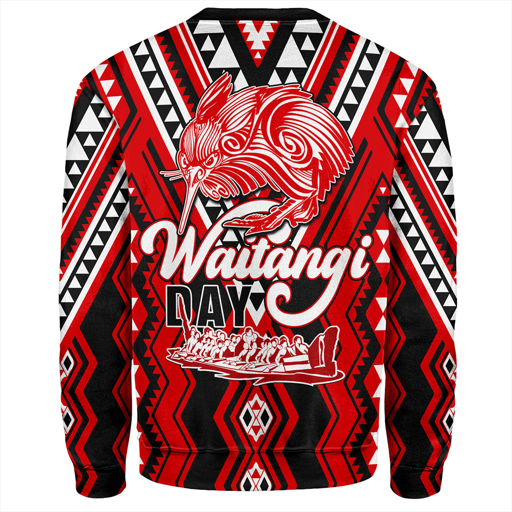 New Zealand Sweatshirt Waitangi Day Kiwi Bird Pattern Fabric