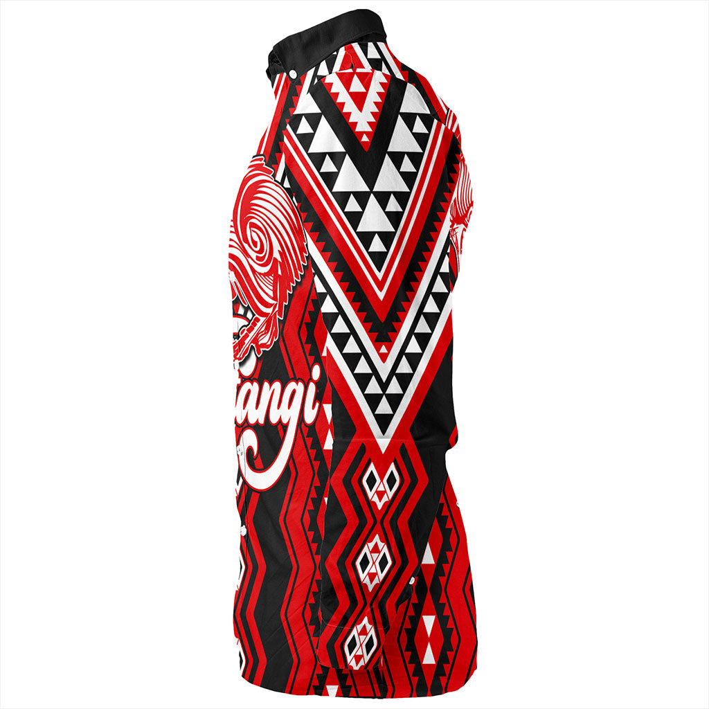 New Zealand Long Sleeve Shirt Waitangi Day Kiwi Bird Pattern Fabric