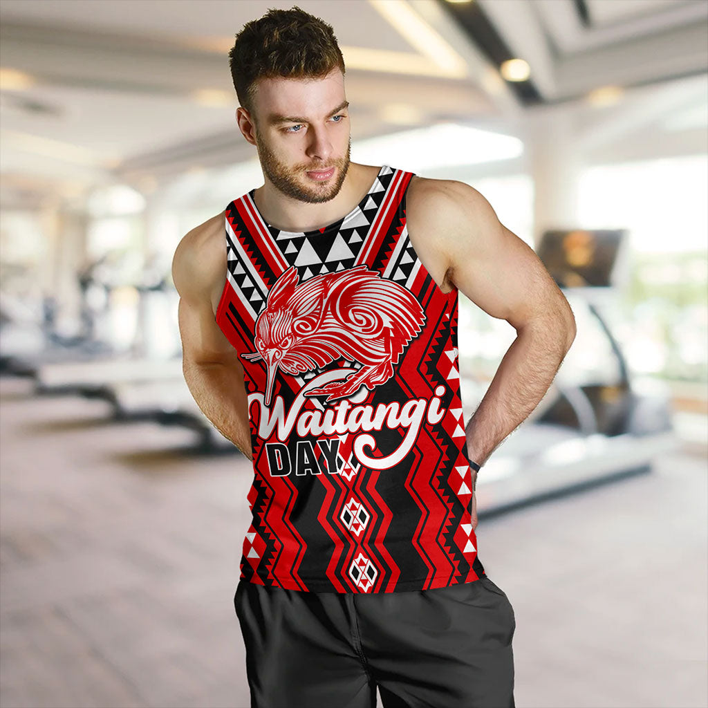 New Zealand Tank Top Waitangi Day Kiwi Bird Pattern Fabric