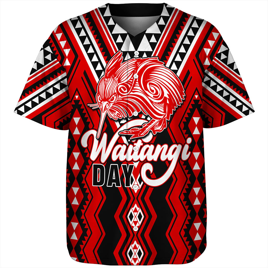 New Zealand Baseball Shirt Waitangi Day Kiwi Bird Pattern Fabric