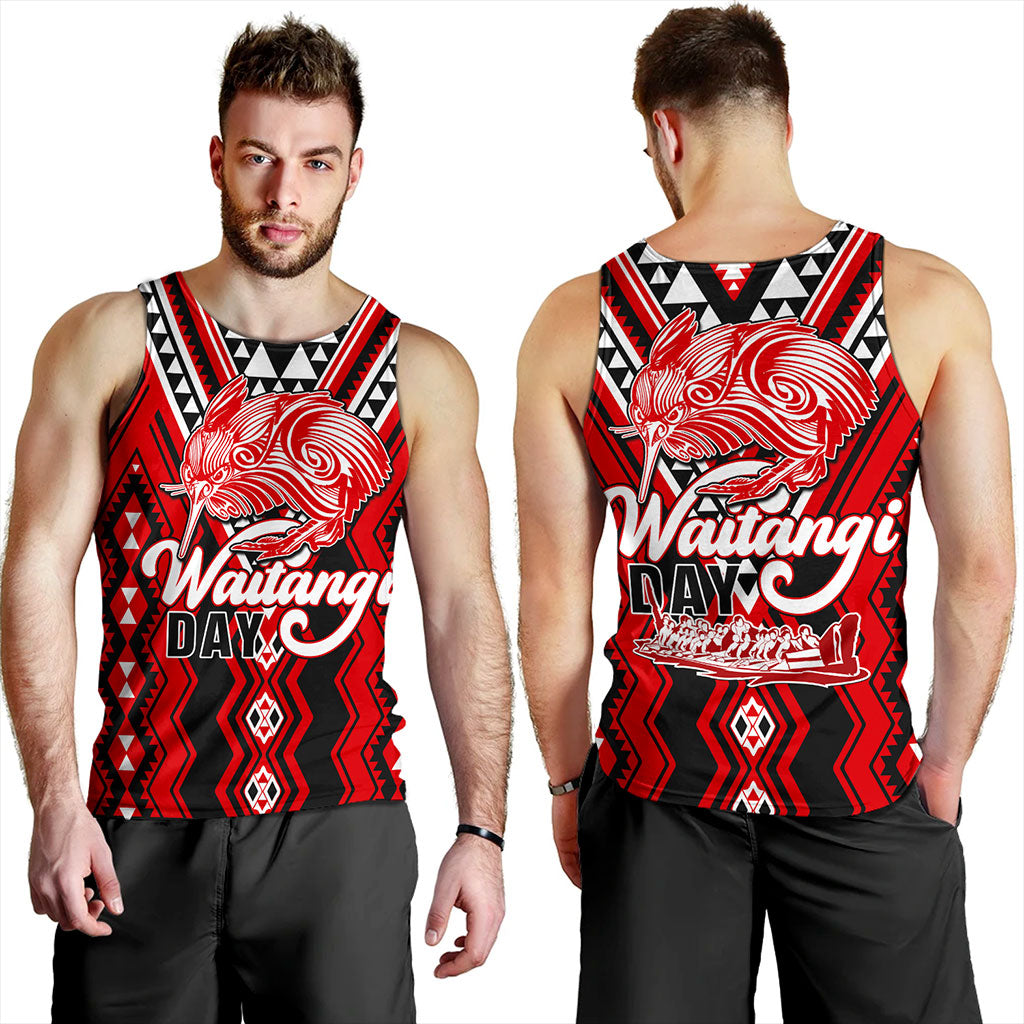 New Zealand Tank Top Waitangi Day Kiwi Bird Pattern Fabric