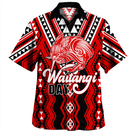 New Zealand Hawaiian Shirt Waitangi Day Kiwi Bird Pattern Fabric