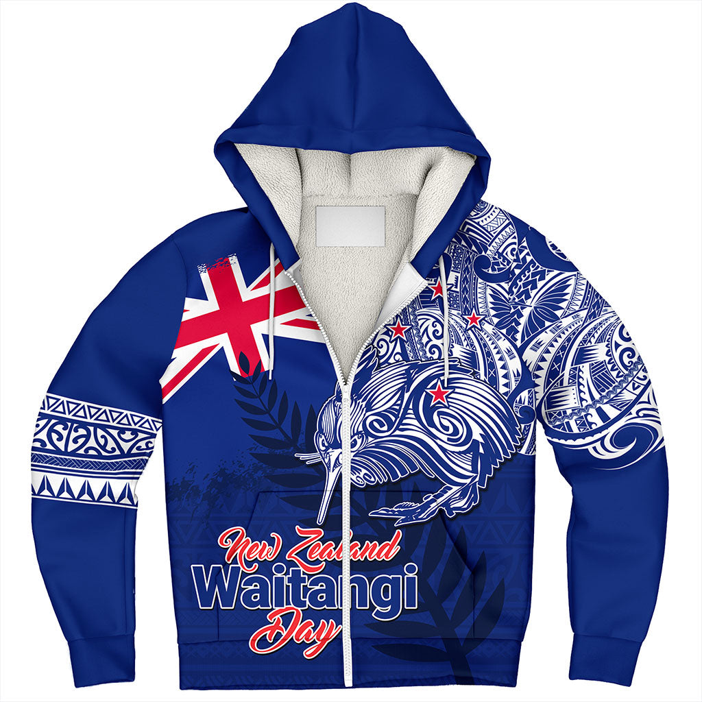 New Zealand Sherpa Hoodie Waitangi Day Maori Tribal Flag With Symbol National