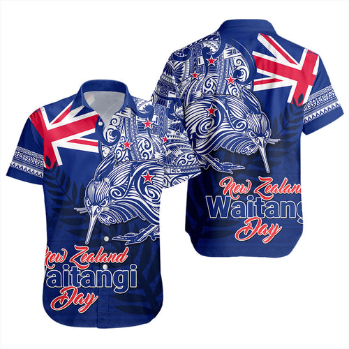 New Zealand Short Sleeve Shirt Waitangi Day Maori Tribal Flag With Symbol National
