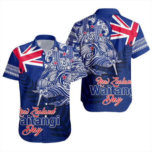 New Zealand Short Sleeve Shirt Waitangi Day Maori Tribal Flag With Symbol National