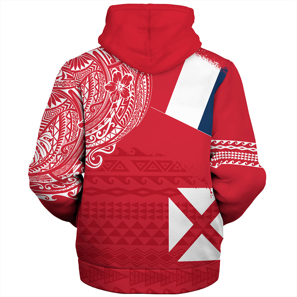 Wallis And Futuna Sherpa Hoodie Polynesian Flag With Coat Of Arms