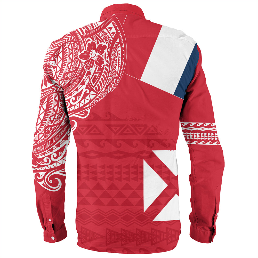 Wallis And Futuna Long Sleeve Shirt Polynesian Flag With Coat Of Arms