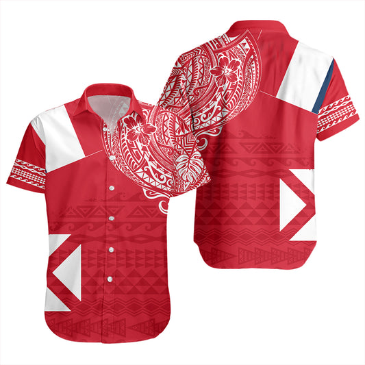 Wallis And Futuna Short Sleeve Shirt Polynesian Flag With Coat Of Arms