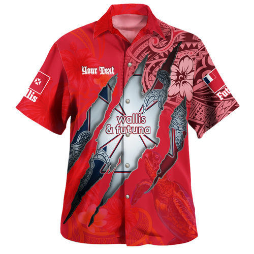 Wallis And Futuna Hawaiian Shirt Custom Wallisian Futunan Blood Inside Me Polynesian Sleeve Tattoo Tropical Red