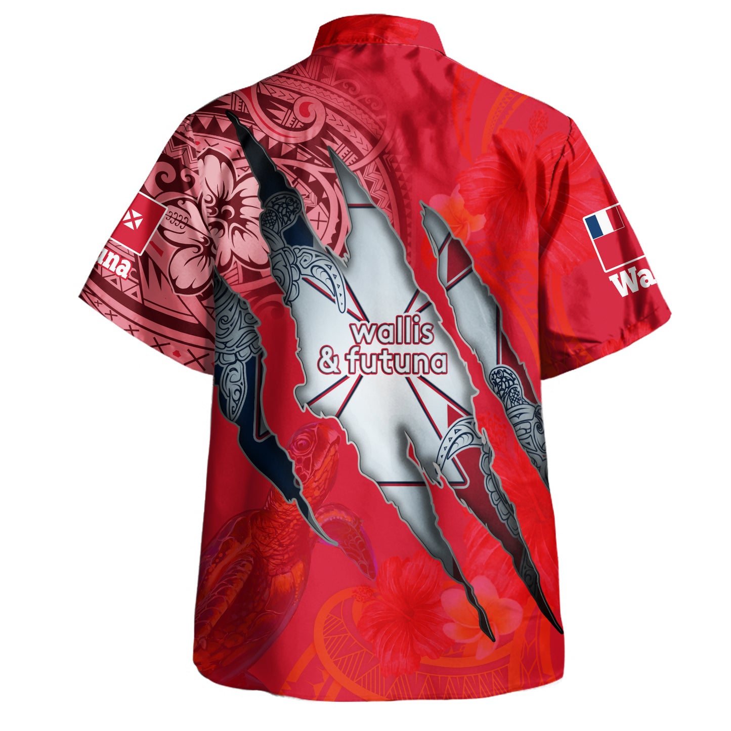 Wallis And Futuna Hawaiian Shirt Custom Wallisian Futunan Blood Inside Me Polynesian Sleeve Tattoo Tropical Red