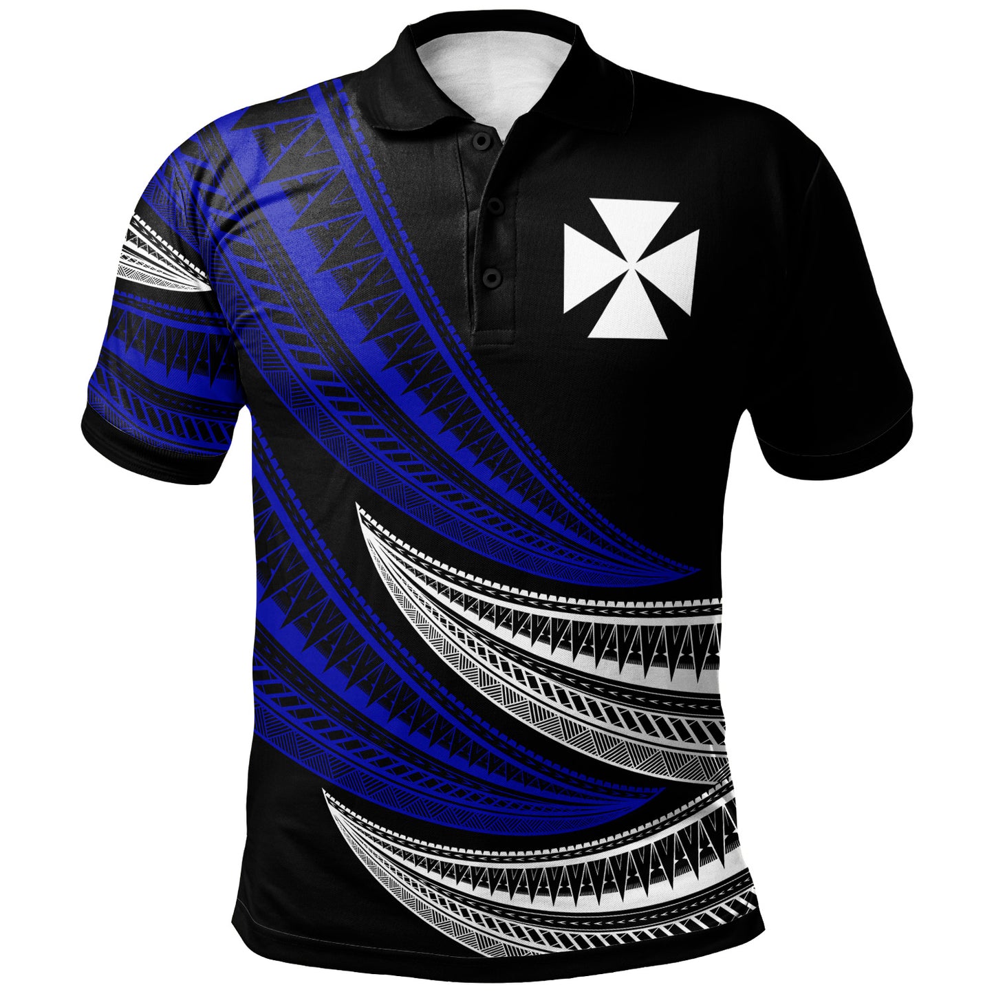 Wallis and Futuna Custom Personalised Polo Shirt - Wave Pattern Alternating