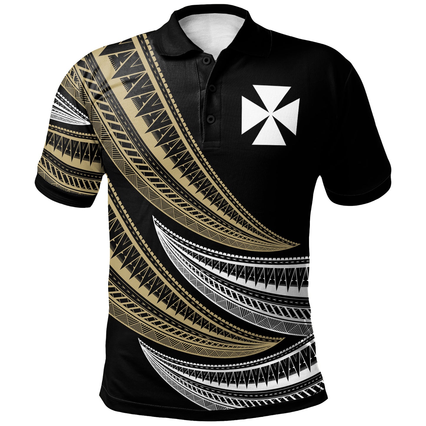Wallis and Futuna Custom Personalised Polo Shirt - Wave Pattern Alternating