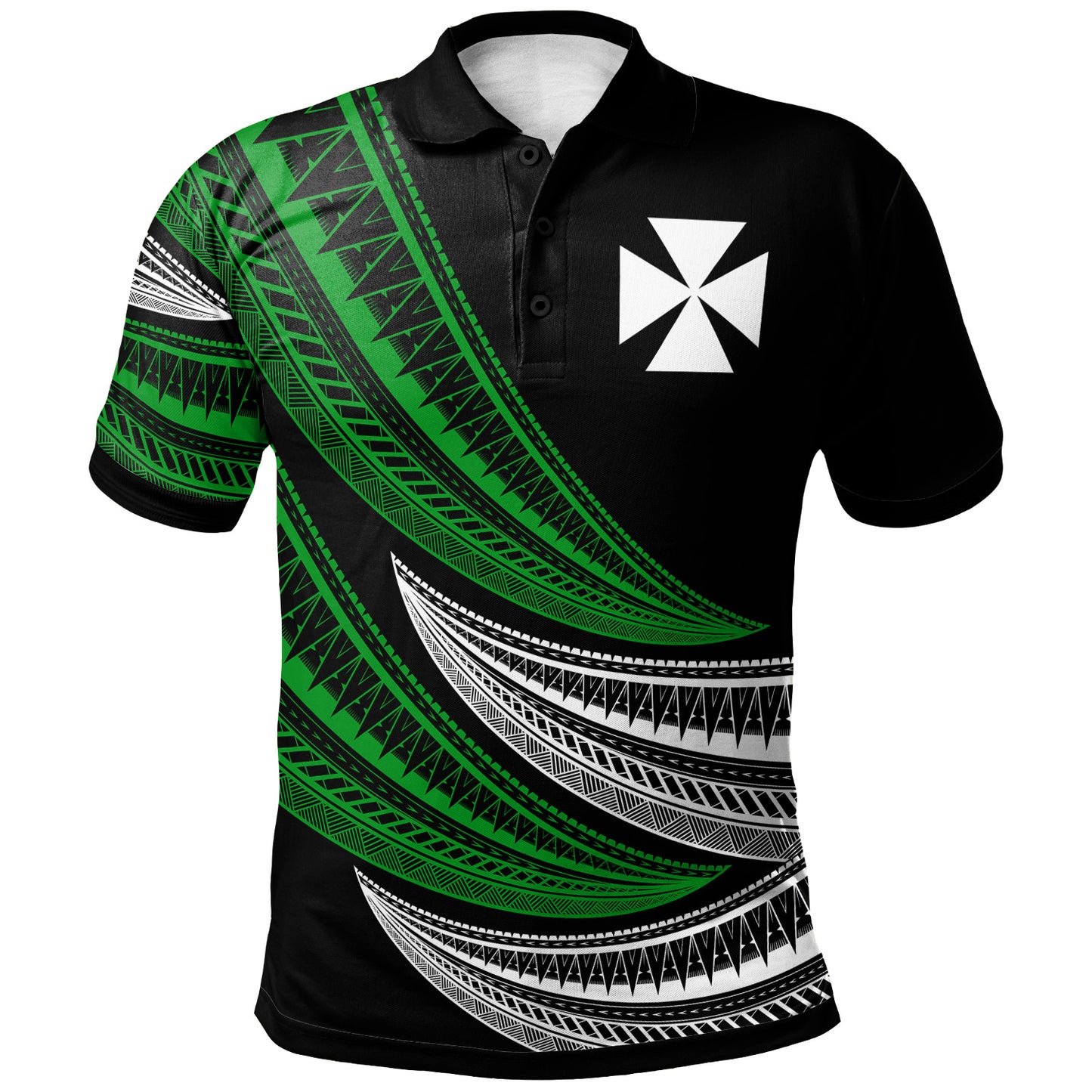 Wallis and Futuna Custom Personalised Polo Shirt - Wave Pattern Alternating
