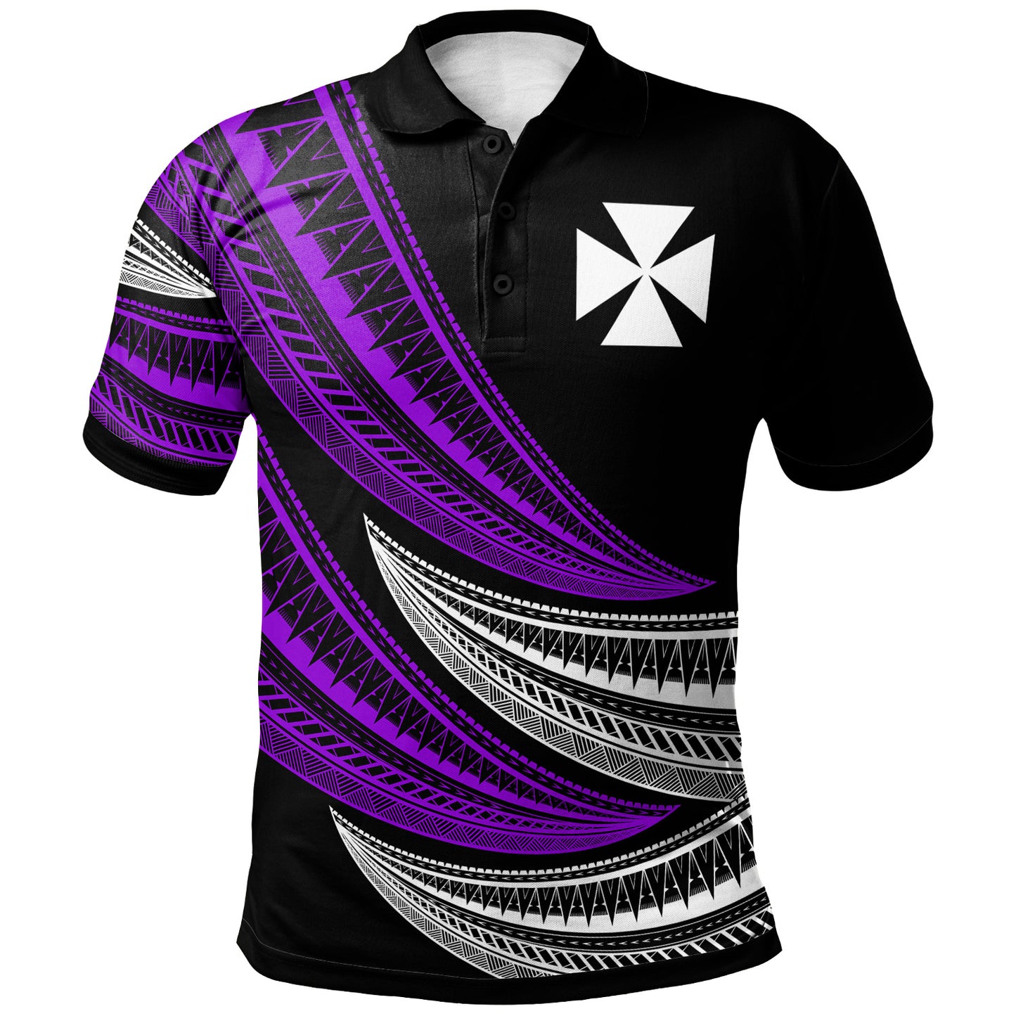 Wallis and Futuna Custom Personalised Polo Shirt - Wave Pattern Alternating