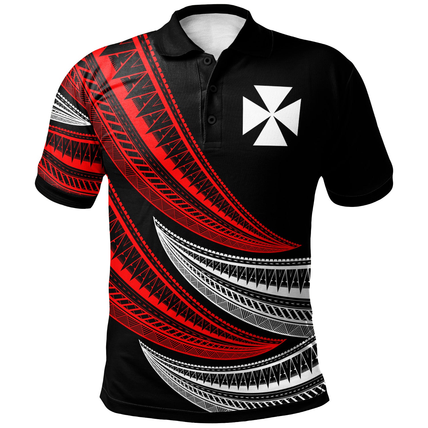 Wallis and Futuna Custom Personalised Polo Shirt - Wave Pattern Alternating
