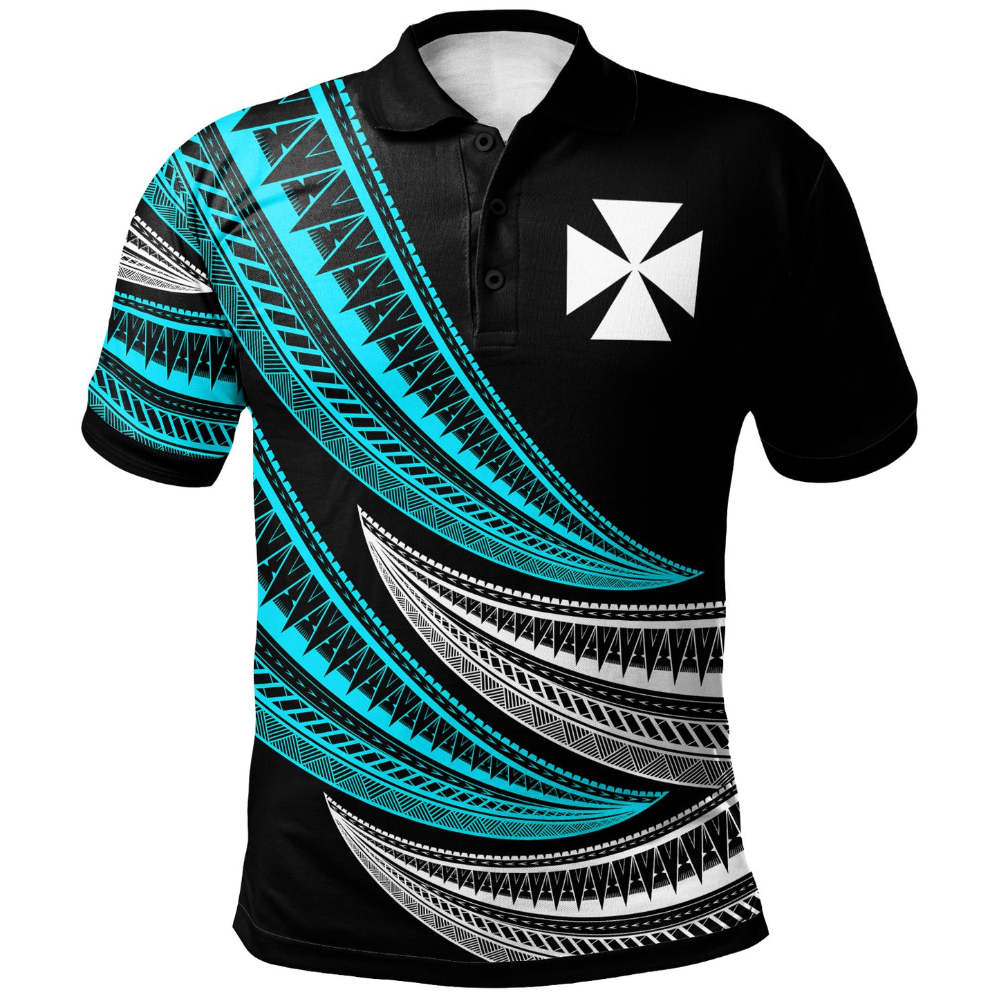 Wallis and Futuna Custom Personalised Polo Shirt - Wave Pattern Alternating