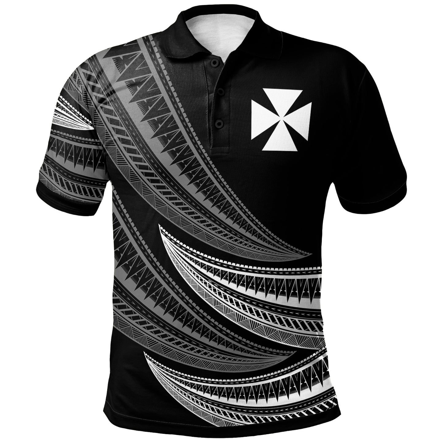 Wallis and Futuna Custom Personalised Polo Shirt - Wave Pattern Alternating