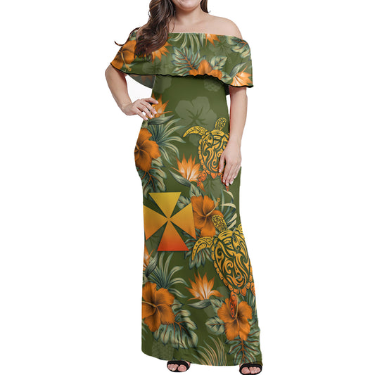 Wallis and Futuna Woman Off Shoulder Long Dress Polynesian Tropical Summer