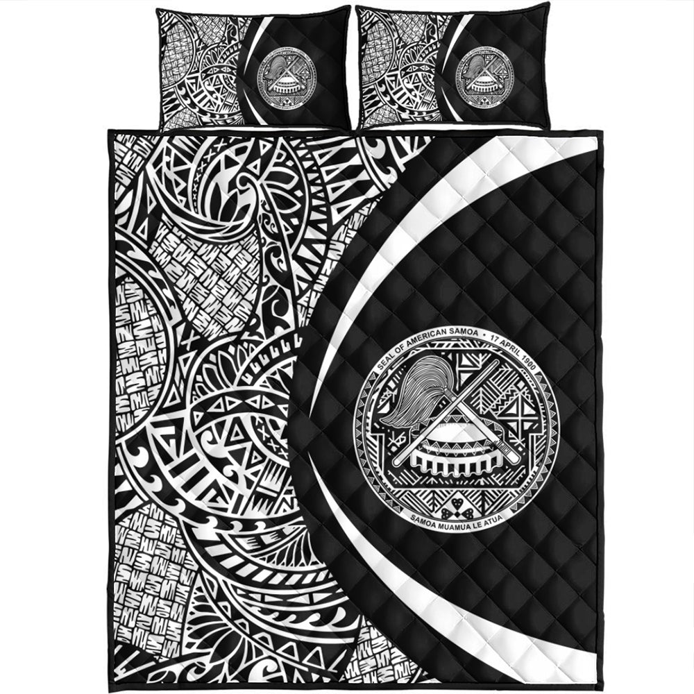 American Samoa Quilt Bed Set Lauhala White Circle Style