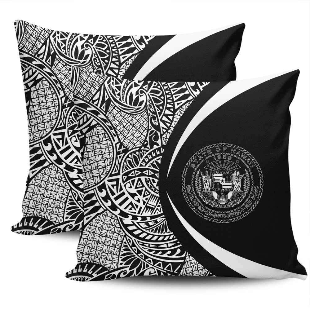 Hawaii Pillow Cover Coat Of Arm Lauhala White Circle