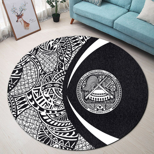 American Samoa Round Rug Lauhala White Circle Style