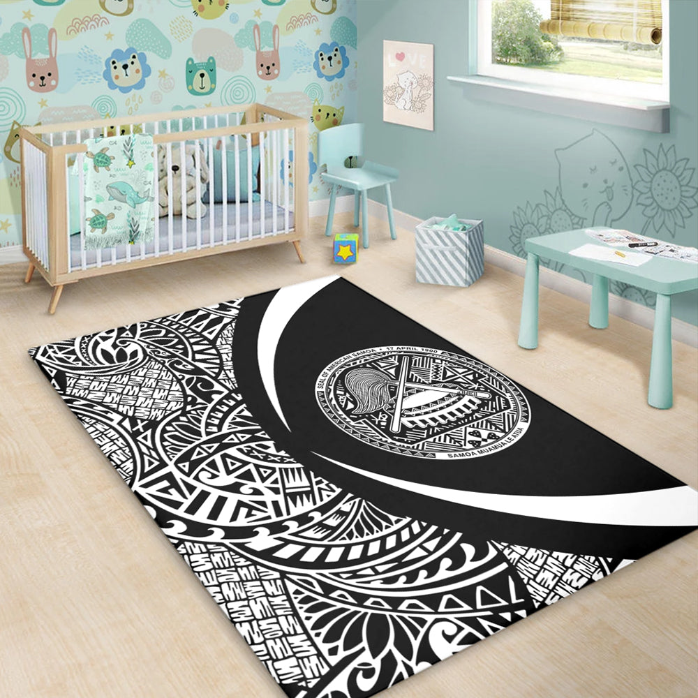 American Samoa Area Rug Lauhala White Circle Style