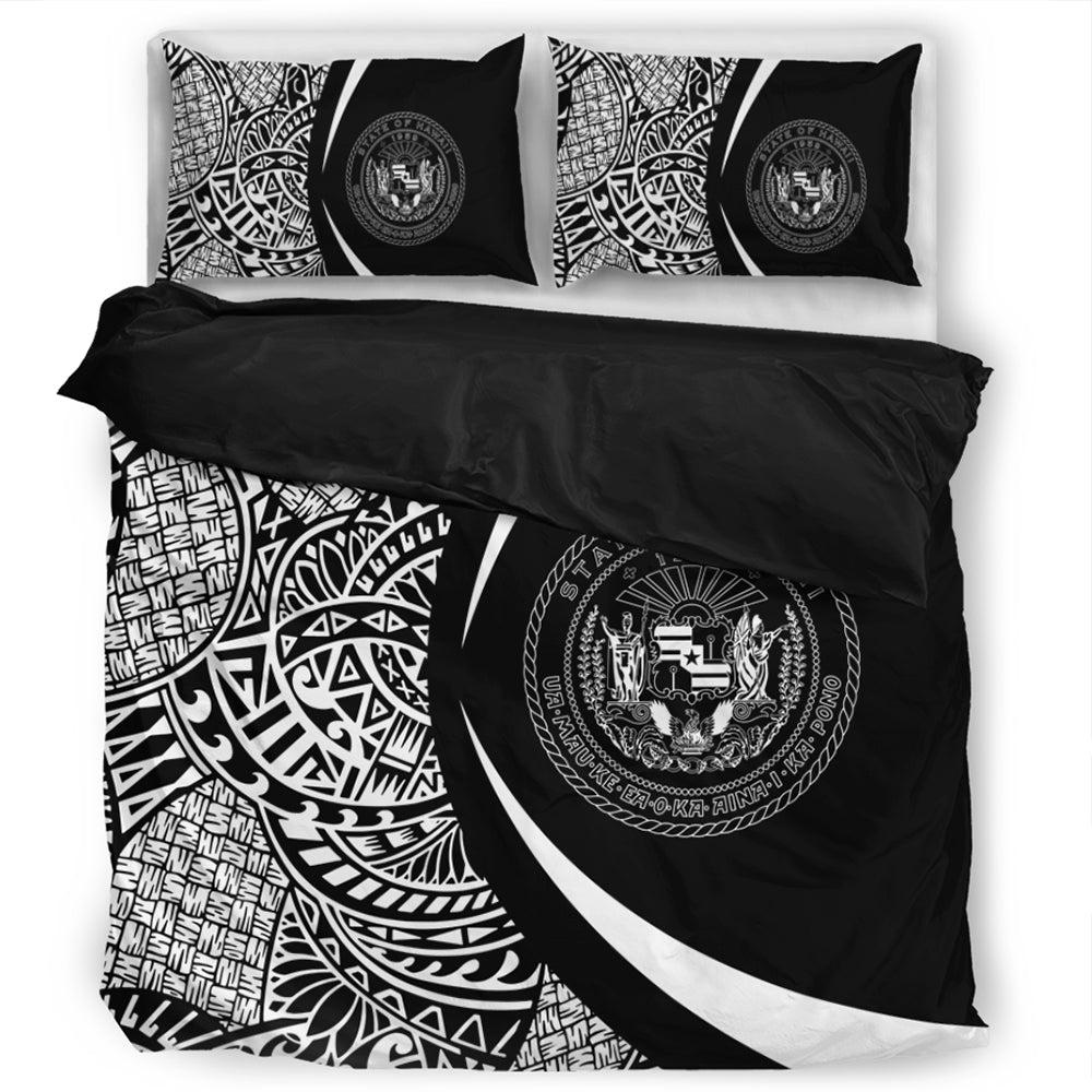 Hawaii Bedding Set Coat Of Arm Lauhala White Circle