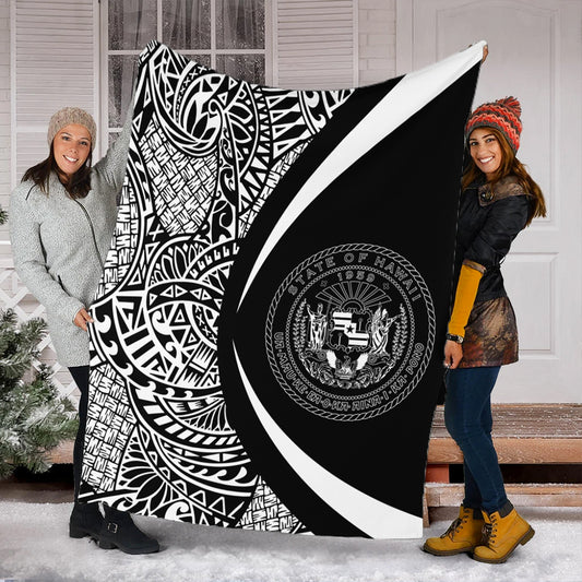 Hawaii Premium Blanket Coat Of Arm Lauhala White Circle