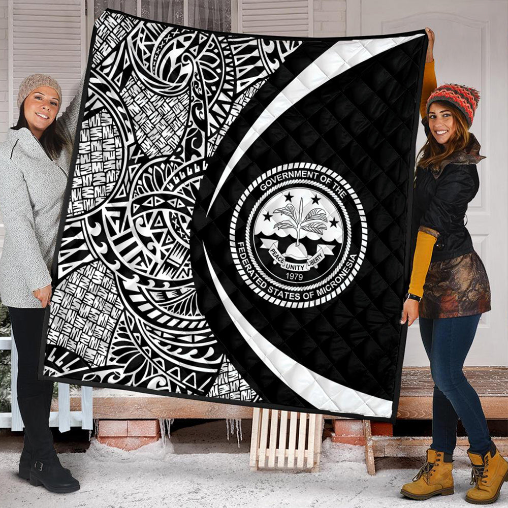 Federated States Of Micronesia Premium Quilt Lauhala White Circle Style