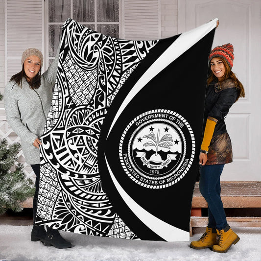 Federated States Of Micronesia Premium Blanket Lauhala White Circle Style