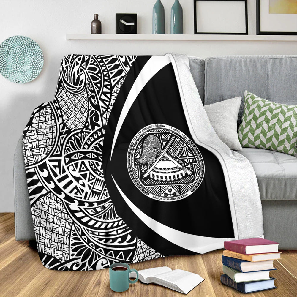 American Samoa Premium Blanket Lauhala White Circle Style
