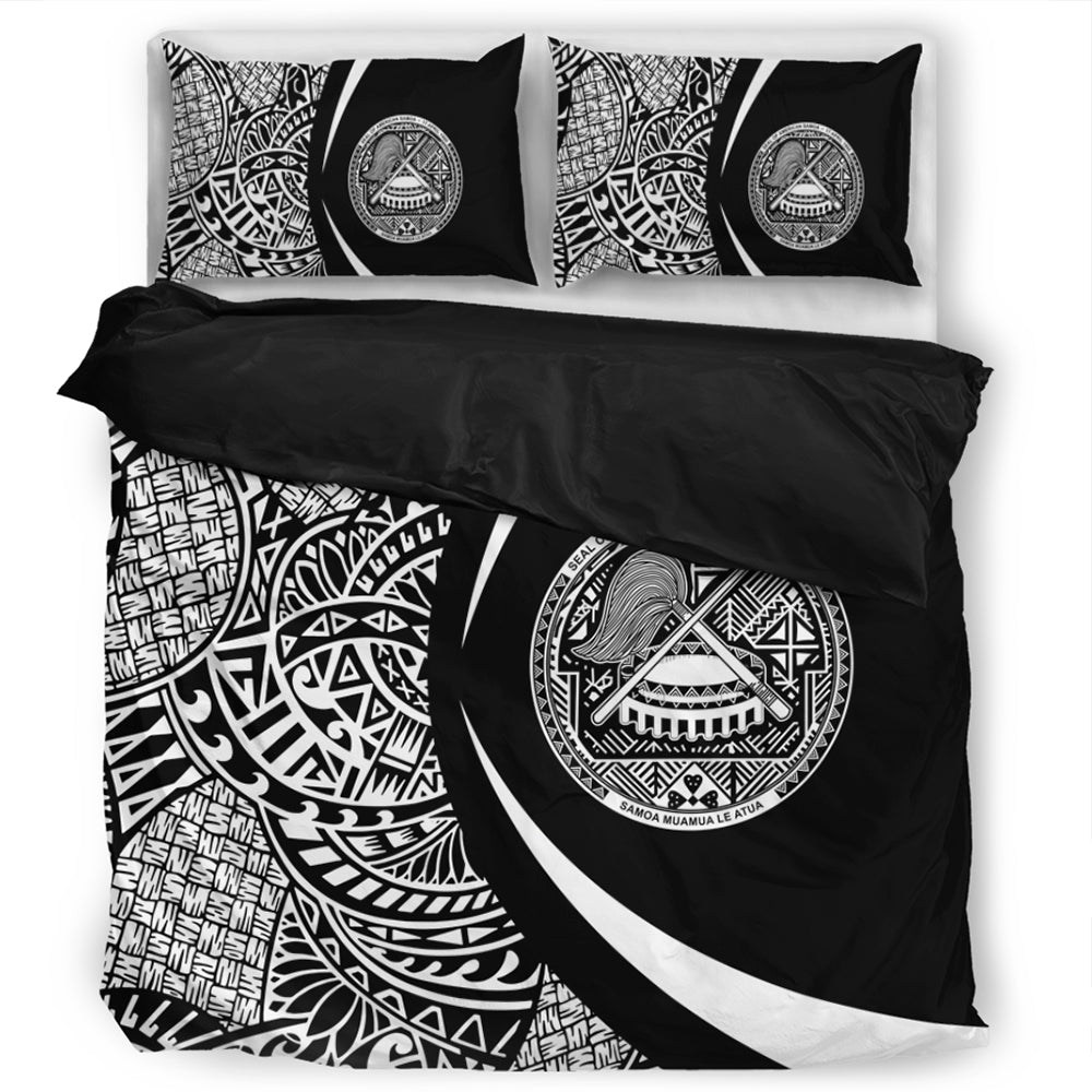 American Samoa Bedding Set Lauhala White Circle Style