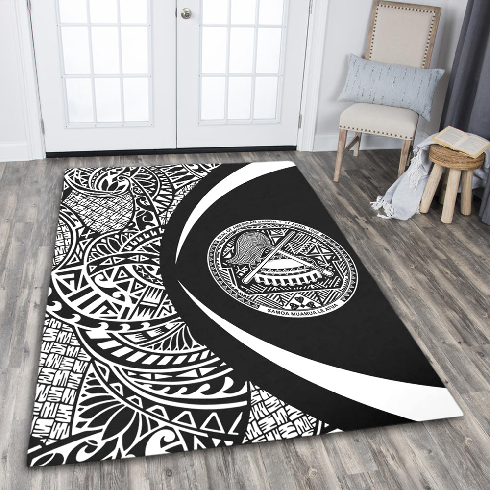 American Samoa Area Rug Lauhala White Circle Style