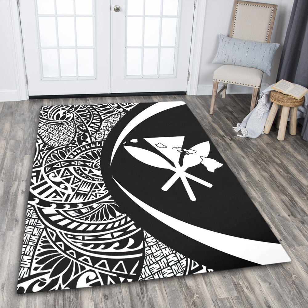 Hawaii Area Rug Kanaka Maoli Hawaiian Map Lauhala White Circle